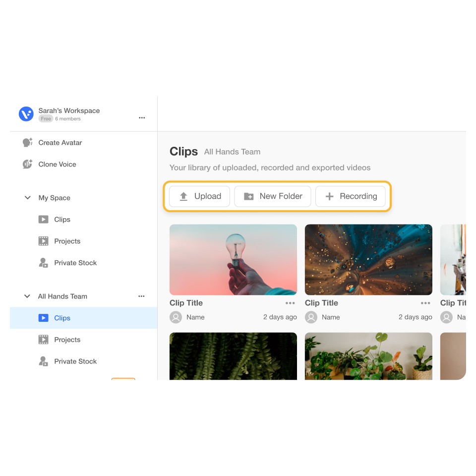 Step 3 — Use Upload to Edit in the selected Teamspace